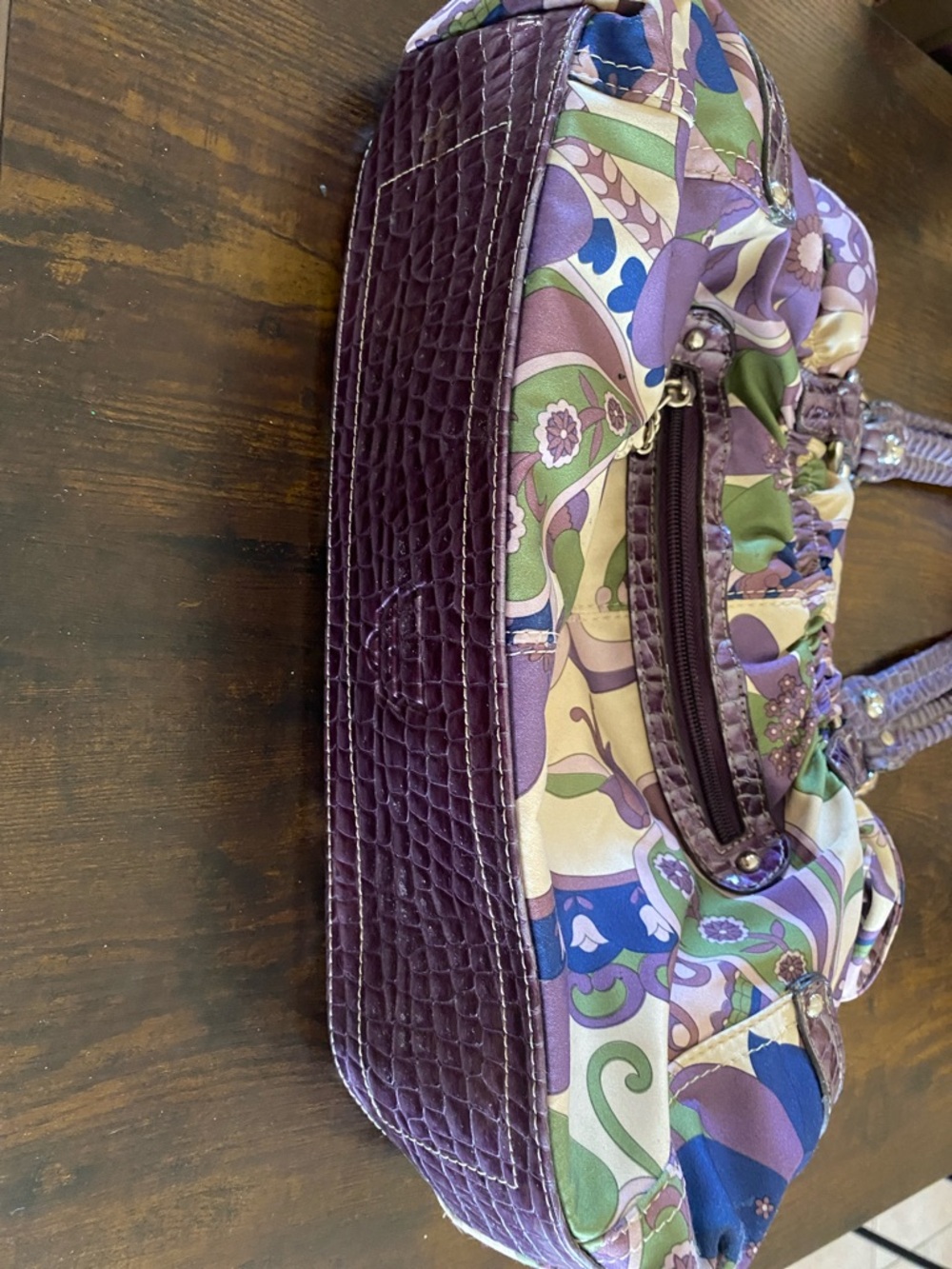 Kathy van Zeeland Purple Floral Pattern Hobo    Purse - Picture 7 of 15